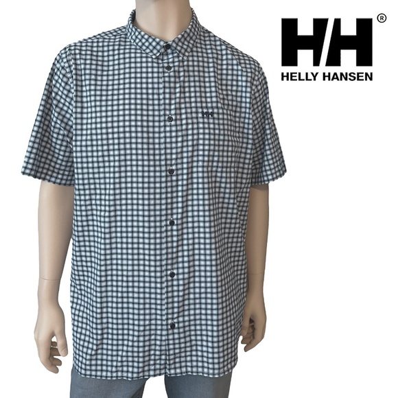 Helly Hansen Fjord Shirt Activity Two Tone Blue Plaid Lightweight Versatile NWOT - Picture 1 of 13